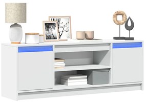 Έπιπλο Τηλεόρασης με LED Λευκό 139,5x34x50 εκ. από Επεξ. Ξύλο