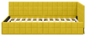 vidaXL Κρεβάτι Γωνίας με κεφαλάρι Κίτρινο 90 x 190 cm Βελούδο