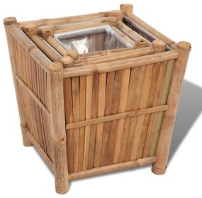 Γλάστρες Υπερυψωμένες 3 τεμ. Μπαμπού με Νάιλον Επένδυση