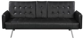 Καναπές Κρεβάτι WELLS Μαύρο PU 188x82x80cm