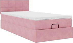 vidaXL Οθωμανικό κρεβάτι με στρώμα ροζ 90x200cm Velvet