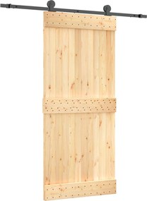 vidaXL Συρόμενη Πόρτα Φυσικό και Μαύρο 90 x 210 cm
