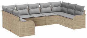 vidaXL Σετ Καναπέ Κήπου 9 pcs μπεζ και ανοιχτό γκρι συνθετικό ρατάν