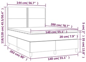 ΚΡΕΒΑΤΙ BOXSPRING ΜΕ ΣΤΡΩΜΑ &amp; LED ΣΚ.ΚΑΦΕ 140X200 ΕΚ ΥΦΑΣΜΑΤΙΝΟ 3135360