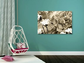 Εικόνα ζωγραφισμένα λουλούδια σε σχέδιο σέπια - 120x80