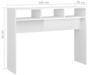 Τραπεζάκι Κονσόλα Γυαλιστερό Λευκό 105 x 30 x 80 εκ Επεξ. Ξύλο - Λευκό