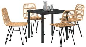 vidaXL Σέτ φαγητού για κήπο 5 pcs Καφέ Χάλυβας με επίστρωση πούδρας