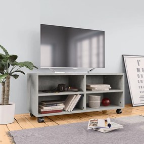 vidaXL Έπιπλο TV με Ρόδες Γκρι Σκυροδέματος 90x35x35 εκ. Μοριοσανίδα