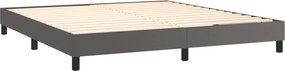 vidaXL Κρεβάτι Boxspring με Στρώμα Γκρι 180x200 εκ. Συνθετικό Δέρμα