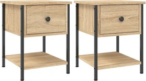 vidaXL Κομοδίνα 2 τεμ. Sonoma Δρυς 34x35,5x45εκ από Επεξεργασμένο Ξύλο