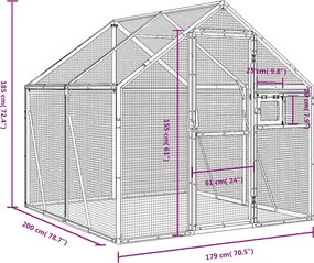 vidaXL Κλουβί Ανθρακί 1,79 x 2 x 1,85 μ. από Αλουμίνιο