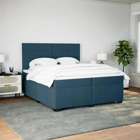 vidaXL Κρεβάτι Boxspring με Στρώμα Μπλε 200x200 εκ. Βελούδινο