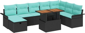 vidaXL Σετ Καναπέ Κήπου 9 pcs Μαύρο συνθετικό ρατάν