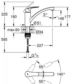 Μπαταρία κουζίνας Grohe EuroSmart-Ashmi Mat