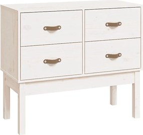 vidaXL Ντουλάπι Κονσόλα Λευκό 90 x 40 x 78 εκ. από Μασίφ Ξύλο Πεύκου