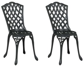 vidaXL Καρέκλα Κήπου 2 pcs Μαύρο 55 x 56.5 x 91εκ Αλουμίνιο