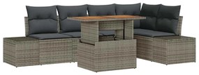 vidaXL Σετ Καναπέ Κήπου με αποθήκευση 6 pcs Γκρι Πολυ ράταν