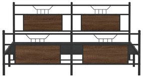 vidaXL Σκελετός Κρεβ. Χωρίς Στρώμα Καφέ Δρυς 180x200 εκ. Μεταλλικό