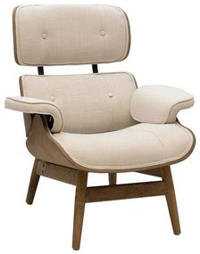 Relax armchair Mirto solid wood walnut-fabric ivory 80x80x96.5cm 80x80x96.5 εκ.