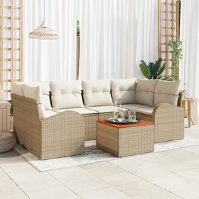 vidaXL Σετ Σαλονιού Κήπου 7 pcs Beige, λευκό 5-θέσιο Ρατάν, Ξύλο