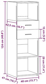 Ντουλάπι Γκρι Σκυρ. 40x42,5x124 εκ. από Επεξεργασμένο Ξύλο - Γκρι