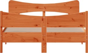 vidaXL Σκελετός Κρεβ. Χωρίς Στρώμα Καφέ Κεριού 135x190 εκ Μασίφ Πεύκο