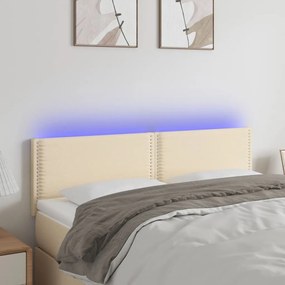 Κεφαλάρι Κρεβατιού LED Κρεμ 144x5x78/88 εκ. Υφασμάτινο 3121475
