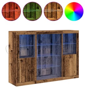 vidaXL Μπουφές με LED φωτισμό Παλιό ξύλο 143 x 37 x 100 εκ.