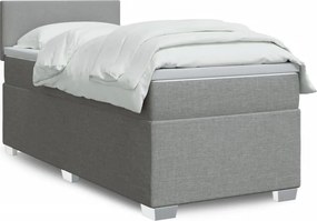 vidaXL Κρεβάτι Boxspring με Στρώμα Ανοιχτό Γκρι 90x200 εκ. Υφασμάτινο