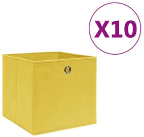 vidaXL Κουτιά Αποθήκευσης 10 τεμ. Κίτρινα 28x28x28 εκ.Ύφασμα Non-woven