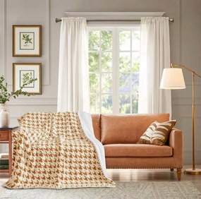 Κουβέρτα Προβατάκι Καρώ Μπεζ QNG16511 - 1.60x2.20