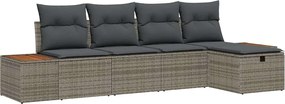 vidaXL Σετ Καναπέ Κήπου με μαξιλάρι 5 pcs Γκρι Πολυ ράταν
