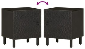 vidaXL Κομοδίνα 2 τεμ. Μαύρα 40 x 33 x 46 εκ. από Μασίφ Ξύλο Μάνγκο