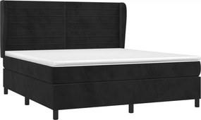 vidaXL Κρεβάτι Boxspring με Στρώμα Μαύρο 180x200 εκ. Βελούδινο