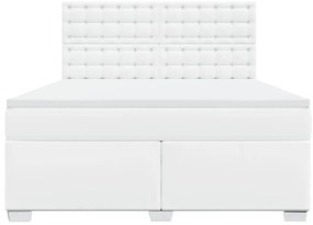 vidaXL Κρεβάτι Boxspring με Στρώμα Λευκό 180x200 εκ. Συνθετικό Δέρμα