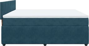 vidaXL Κρεβάτι Boxspring με Στρώμα Μπλε 180x200 εκ. Βελούδινο