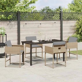 vidaXL Σέτ φαγητού για κήπο 5 pcs Μπεζ συνθετικό ρατάν