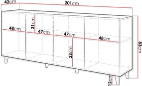 Μπουφές Etna-Leuko - 201.00Χ42.00Χ83.00cm