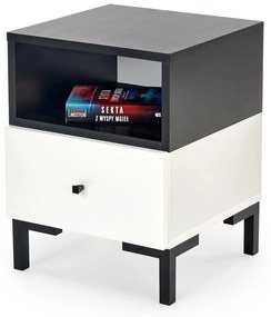 SILVIA bedside table, white - black DIOMMI V-PL-SILVIA-SZAFKA_N-BIAŁY/CZARNY