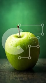 Intra Συλλεκτικό Ξύλινο Παζλ Plywood 4mm - Φρέσκο πράσινο μήλο σε ένα ξύλινο τραπέζι Σε Ξύλινο Κουτί - Διαστάσεις: 10x10 cm – 25 κομμάτια