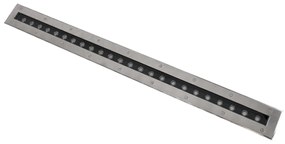 GloboStar® UNDERGROUND-REMVI 90194-B Χωνευτό Φωτιστικό Wall Washer Δαπέδου LED 18W 1440lm 10° DC 24V Αδιάβροχο IP68 L100 x W9 x H7.2cm Μπλε - Ανοξείδωτο Ατσάλι - 3 Years Warranty