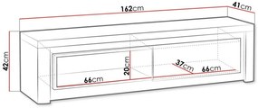 Τραπέζι Tv Stanton G108, Γυαλιστερό λευκό, Ribbeck δρυς, Αριθμός συρταριών: 1, 162x42x41cm, 37 kg | Epipla1.gr