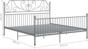vidaXL Πλαίσιο Κρεβατιού Γκρι 200 x 200 εκ. Μέταλλο
