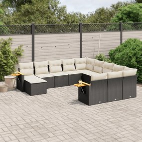 vidaXL Patio Sofa Set 10-θέσια Black and Cream