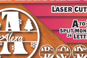 Σετ των 2 Intra απο ξύλο plywood 3mm-4mm πάχος Christmas Split Monogram Cut Δίασταση 15x15 cm INTRAFABR-105041898