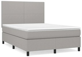 Κρεβάτι Boxspring με Στρώμα Ανοιχτό Γκρι 140x200 εκ. Υφασμάτινο - Γκρι