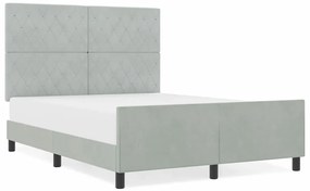 vidaXL Σκελετός Κρεβατιού Ανοιχτό γκρι 160 x 200 cm Βελούδο