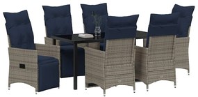 vidaXL Σέτ φαγητού για κήπο 7 pcs Γκρι συνθετικό ρατάν