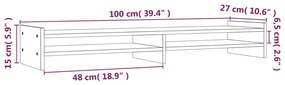 Βάση Οθόνης Λευκή 100x27x15 εκ. από Μασίφ Ξύλο Πεύκου - Λευκό