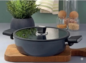 Stewehome Κεραμικό ρηχό κατσαρολάκι με καπάκι Μαύρο
